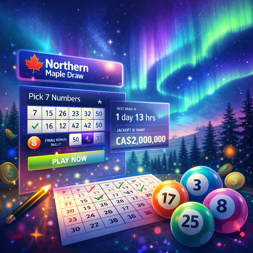 Canadian flag waving proudly for True Canada Numbers lottery draw